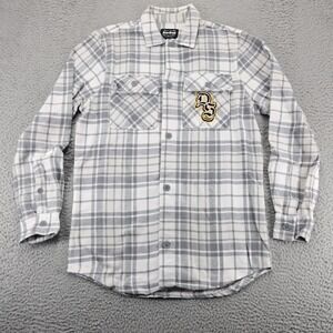 Dogs Supply Button-Up Men‎ Small Gray Plaid Long Sleeve Casual Shirt